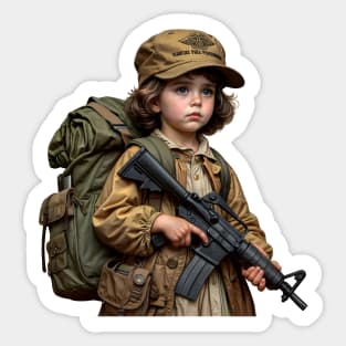 The Little Girl and a Toy Gun Sticker